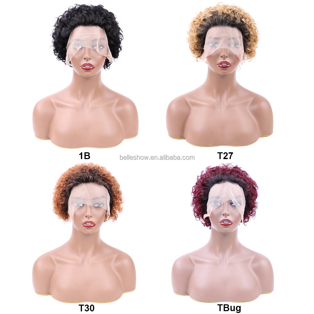 Kinky Deep Curly Water Wave Frontal Virgin Wig For Women Jerry Curly Short Bob 13x1 Lace Front Human Hair Wigs