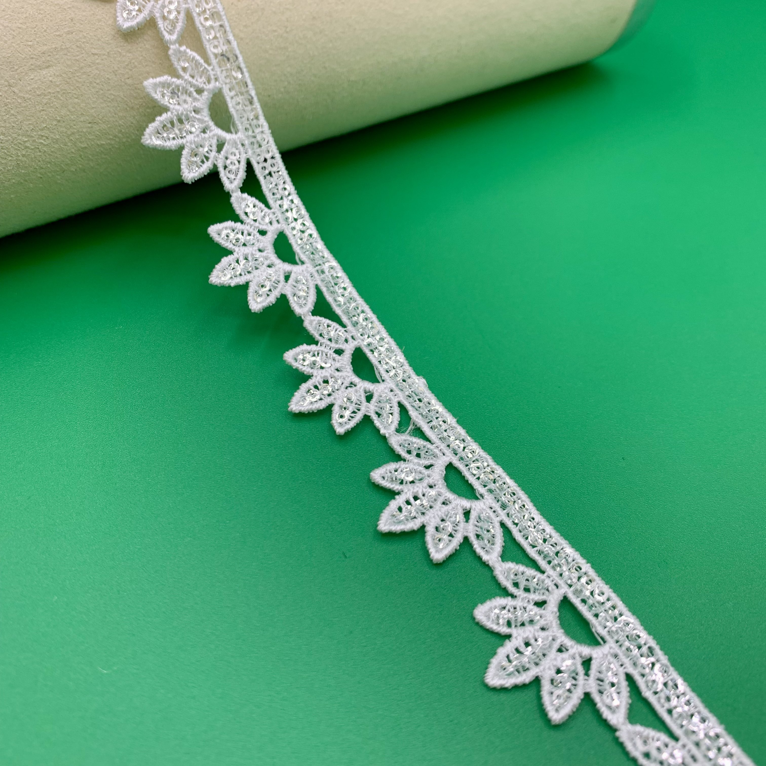 New Design Multicolor Rose Gold Sequin Lace Shiny Dentelle White Sewing Lace Fabric Trim Bridal Wedding Dresses