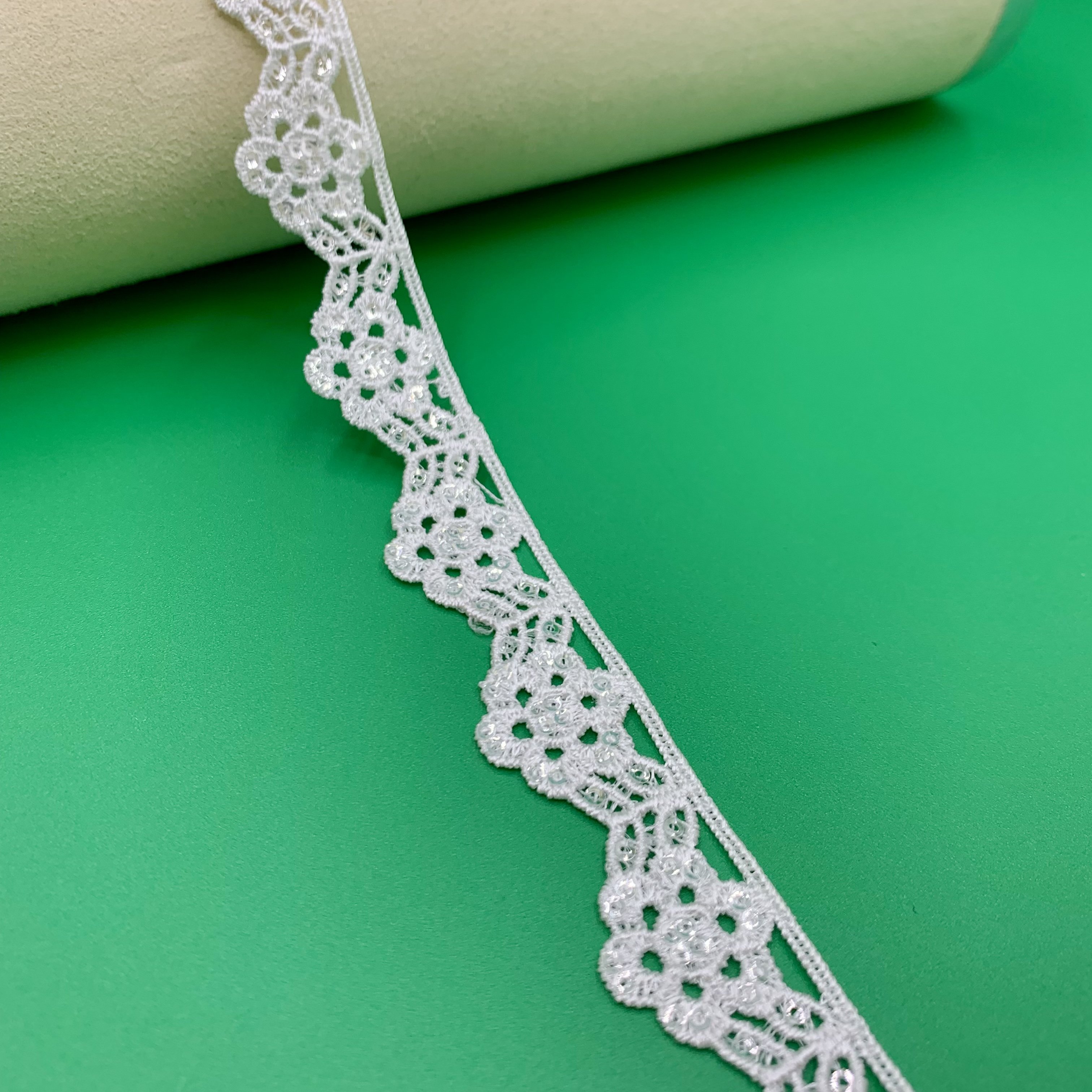 New Design Multicolor Rose Gold Sequin Lace Shiny Dentelle White Sewing Lace Fabric Trim Bridal Wedding Dresses