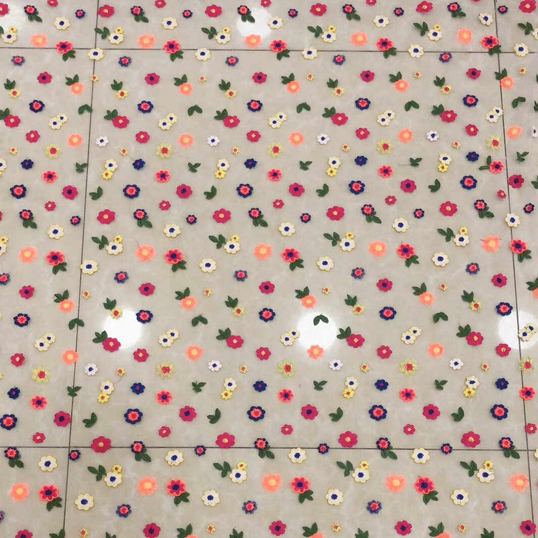 Width 150 cm embroidery organza fabric 3 d colorful flowers mesh net voile tulle lace fabric for dress skirt