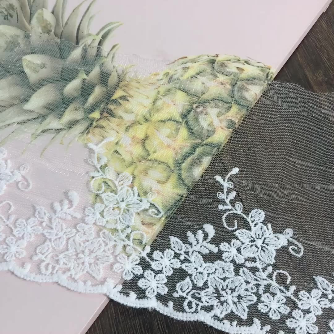 Embroidery fabric 16cm width burst Milk silk hard net lace fabrics garment accessories embroider bridal lace fabric