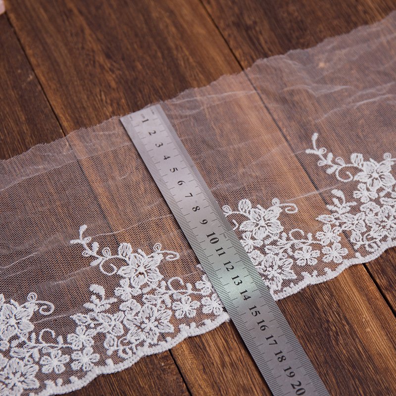 Embroidery fabric 16cm width burst Milk silk hard net lace fabrics garment accessories embroider bridal lace fabric