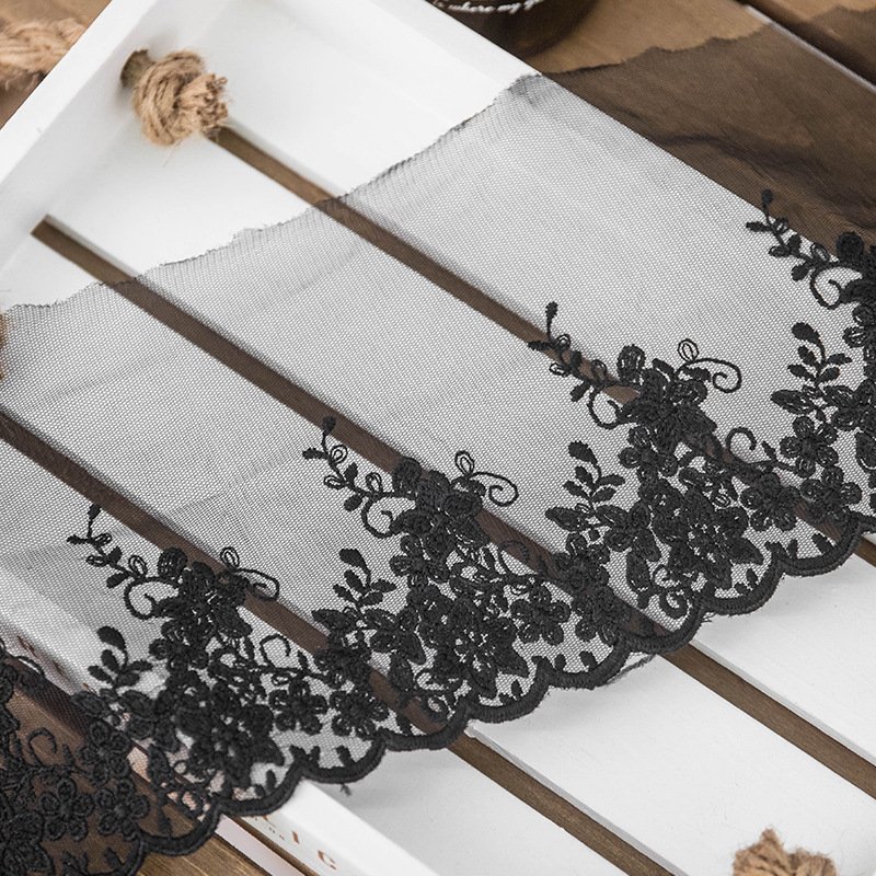 Embroidery fabric 16cm width burst Milk silk hard net lace fabrics garment accessories embroider bridal lace fabric