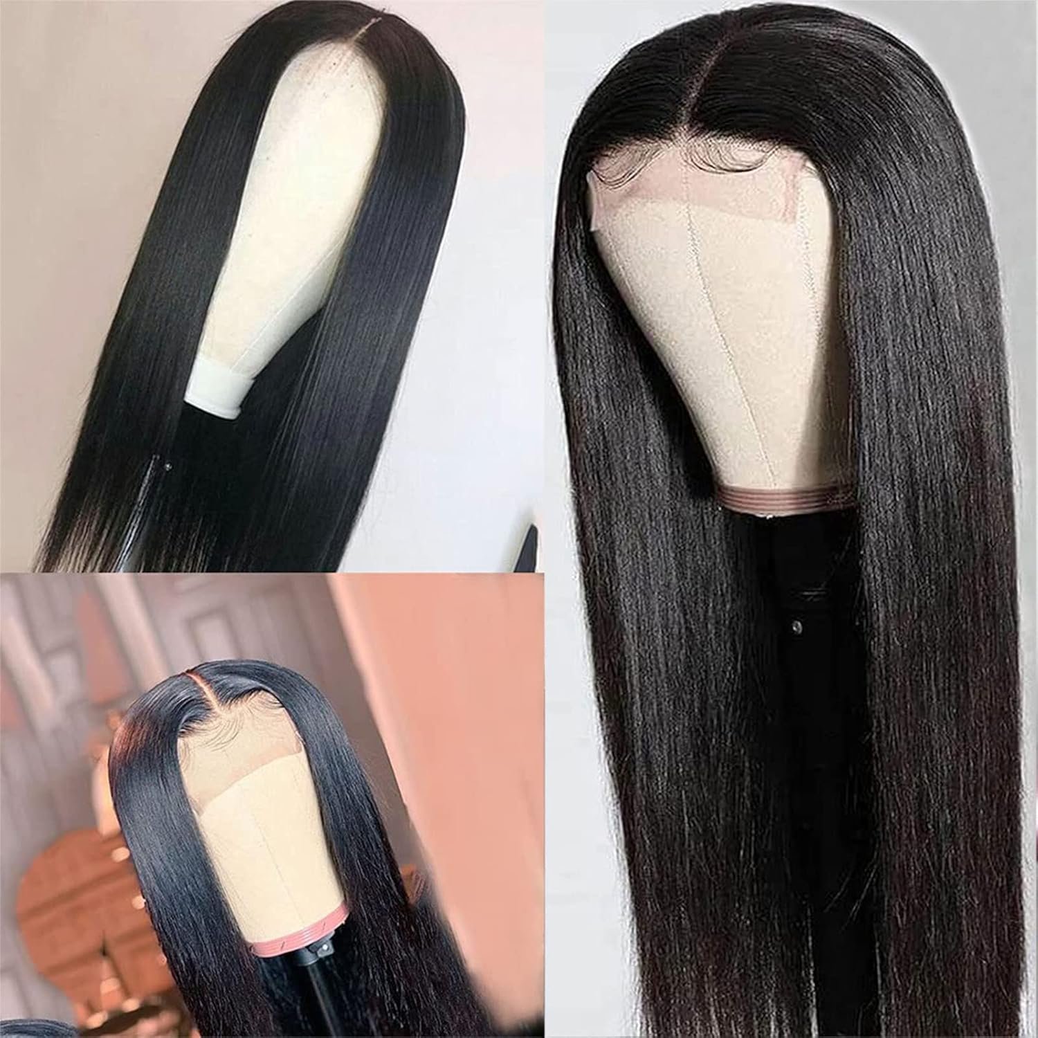 5x5 HD Transparent Lace Front Wigs Human Hair bone straight 180density Raw Remy Hair wear and go Glueless Wig