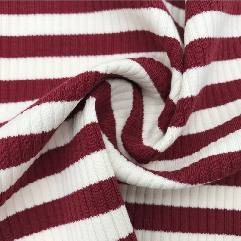 2*2 elastic stripe 97 cotton 3 spandex rib knit fabric for T-shirt