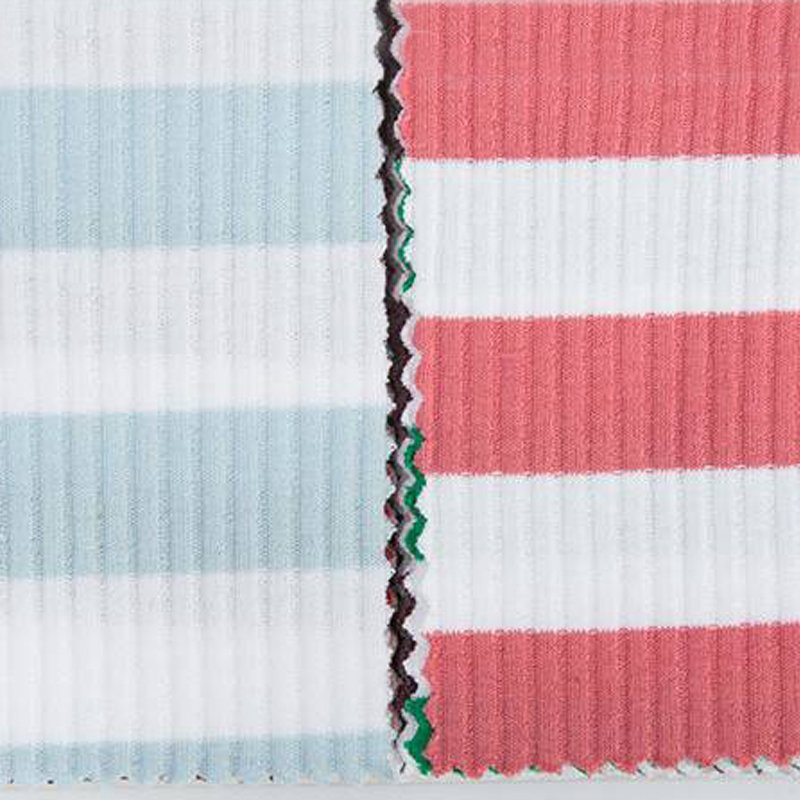 2*2 elastic stripe 97 cotton 3 spandex rib knit fabric for T-shirt