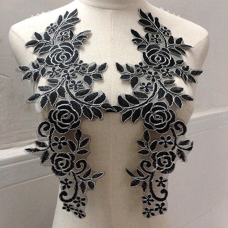 Hot selling sew on multicolor sleeves lace applique for wedding dress LT20433
