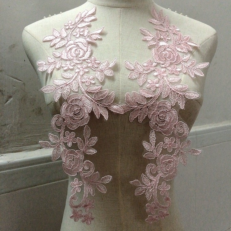 Hot selling sew on multicolor sleeves lace applique for wedding dress LT20433
