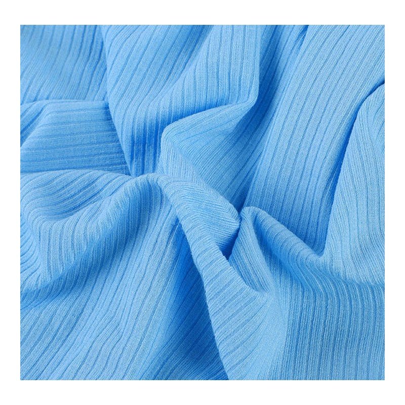 2x2 custom rib cotton knit fabric organic Polyester Rayon Spandex Ribbed Knit Fabric For shirts