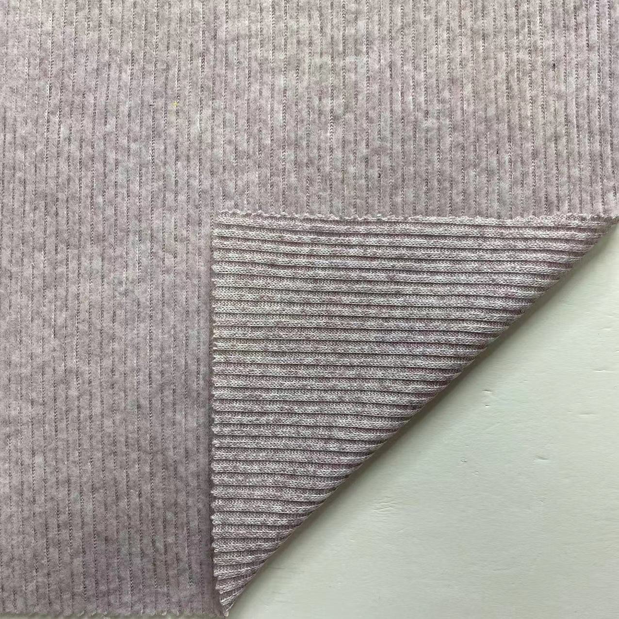 85% Polyester 12% Rayon 3% Spandex 3*2 Rib Loose Knitting Brush Fabric for 2023 Spring and Summer