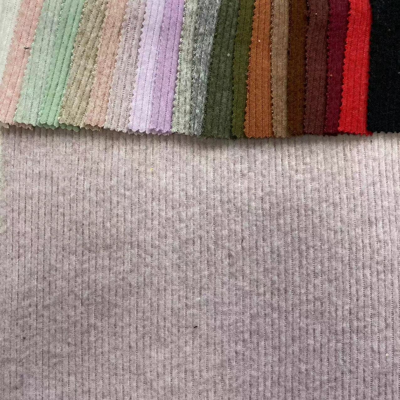 85% Polyester 12% Rayon 3% Spandex 3*2 Rib Loose Knitting Brush Fabric for 2023 Spring and Summer