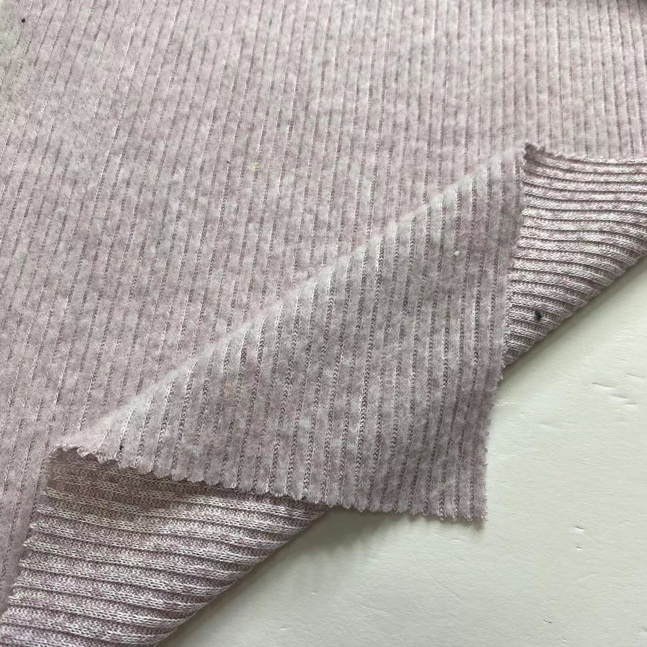 85% Polyester 12% Rayon 3% Spandex 3*2 Rib Loose Knitting Brush Fabric for 2023 Spring and Summer