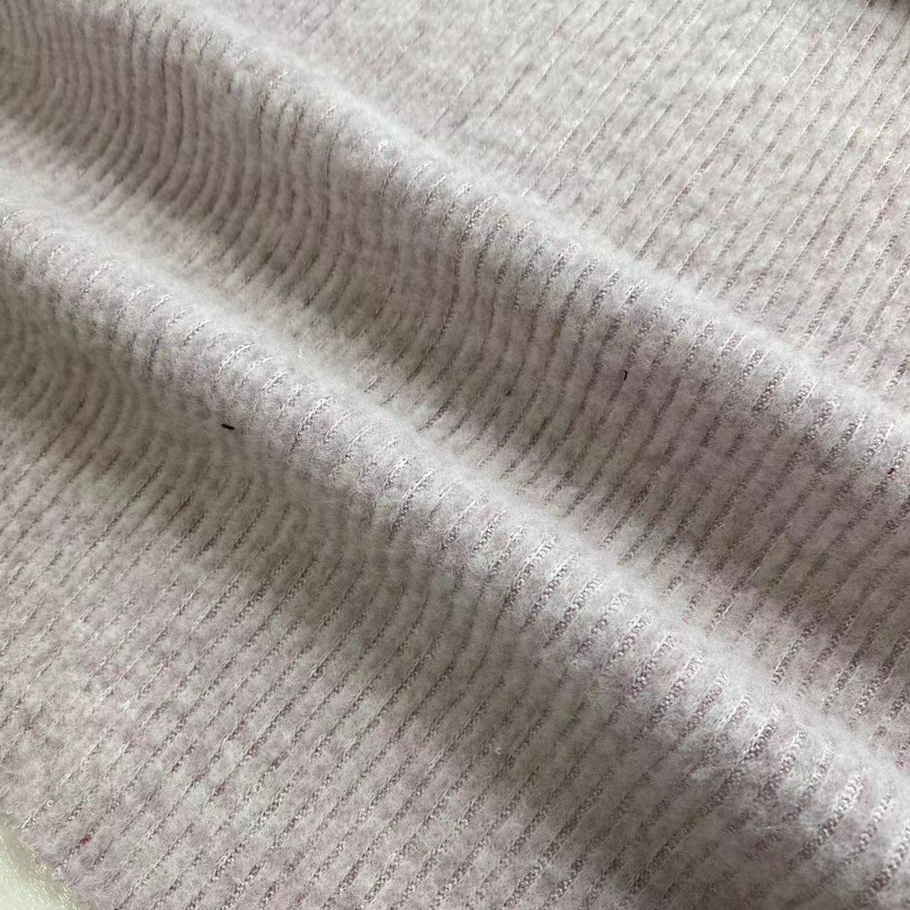 85% Polyester 12% Rayon 3% Spandex 3*2 Rib Loose Knitting Brush Fabric for 2023 Spring and Summer