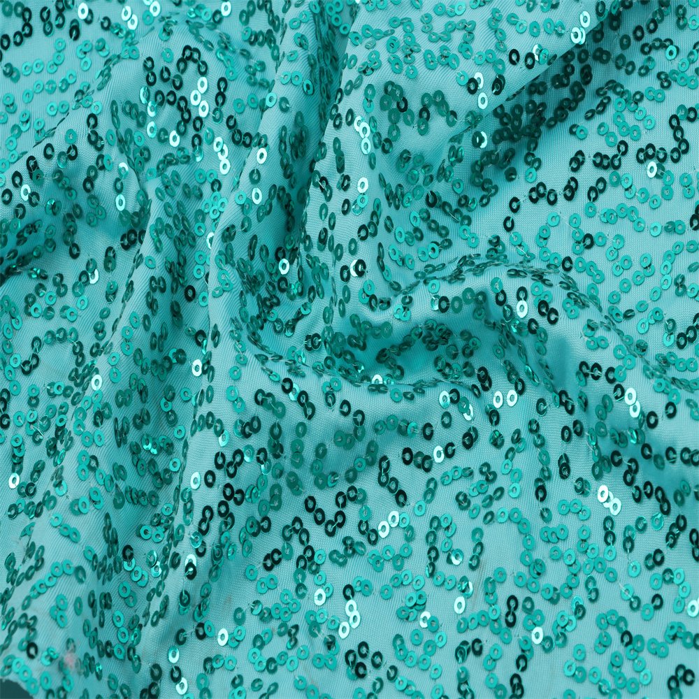 Hot sale golden manufacturer supplier great stretch african mint green embroidery sequin lace fabric for wedding dress