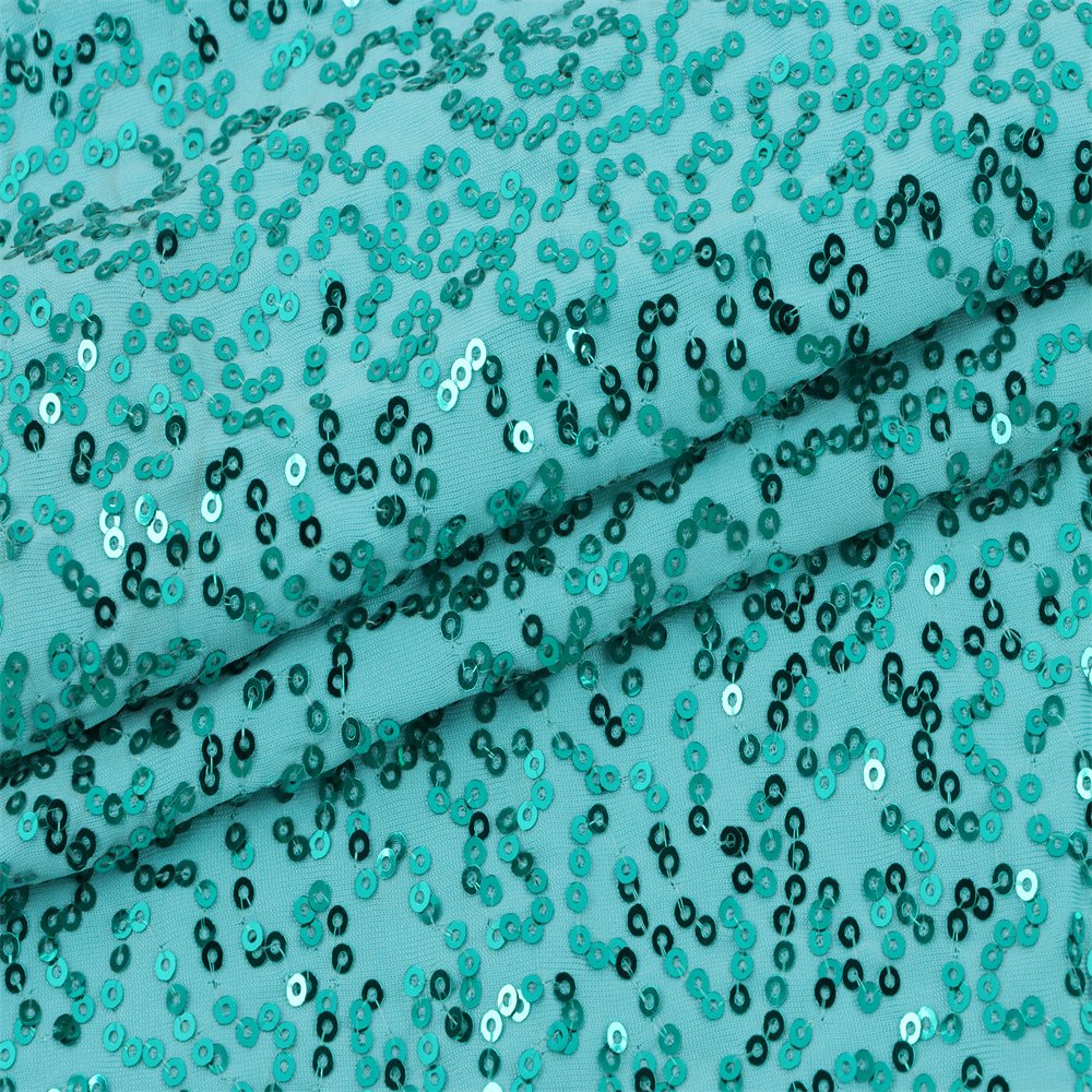 Hot sale golden manufacturer supplier great stretch african mint green embroidery sequin lace fabric for wedding dress