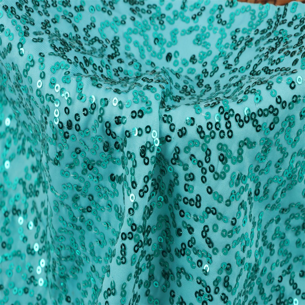 Hot sale golden manufacturer supplier great stretch african mint green embroidery sequin lace fabric for wedding dress