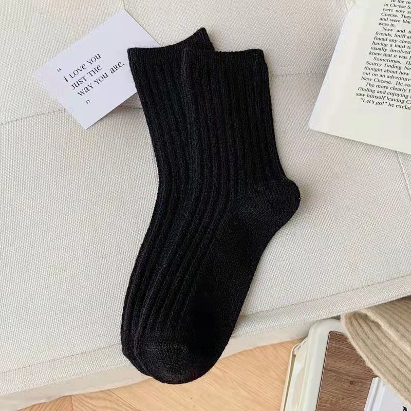 Wholesale cozy woollen socks unisex plain knit ribbed winter merino crew thick wool socks