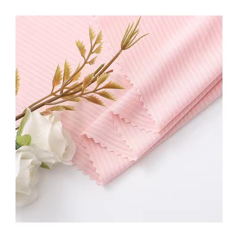 Knitted Ribbed Fabric Polyester Spandex Ribbing 4 Way Stretch Spandex Fabric For Garment Long Sleeve T-Shirt Underwear