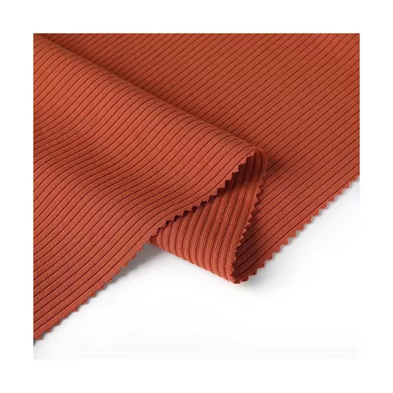 Knitted Ribbed Fabric Polyester Spandex Ribbing 4 Way Stretch Spandex Fabric For Garment Long Sleeve T-Shirt Underwear