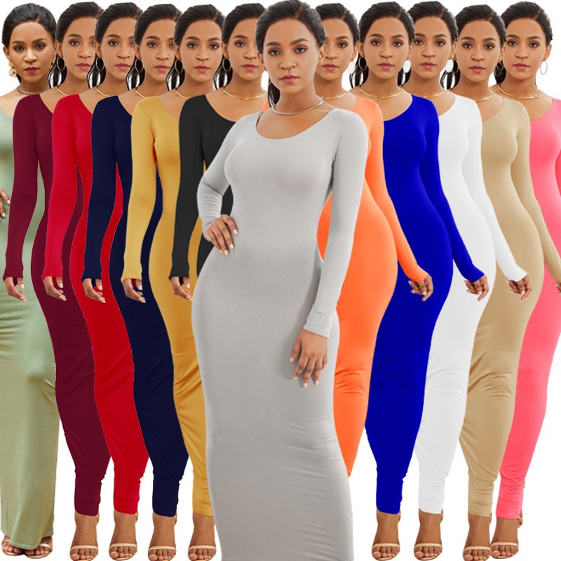 Custom Logo Trending Rib Knit Sexy Tight Long Pencil Maxi Dress Sleeveless Bodycon Dresses Women