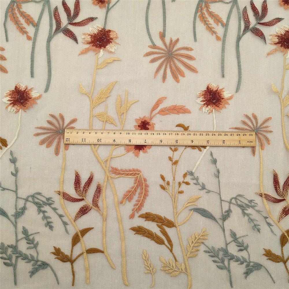 Vintage Gold Multi-color Vine Wisteria Mesh Fabric Lace Fabric In Stock