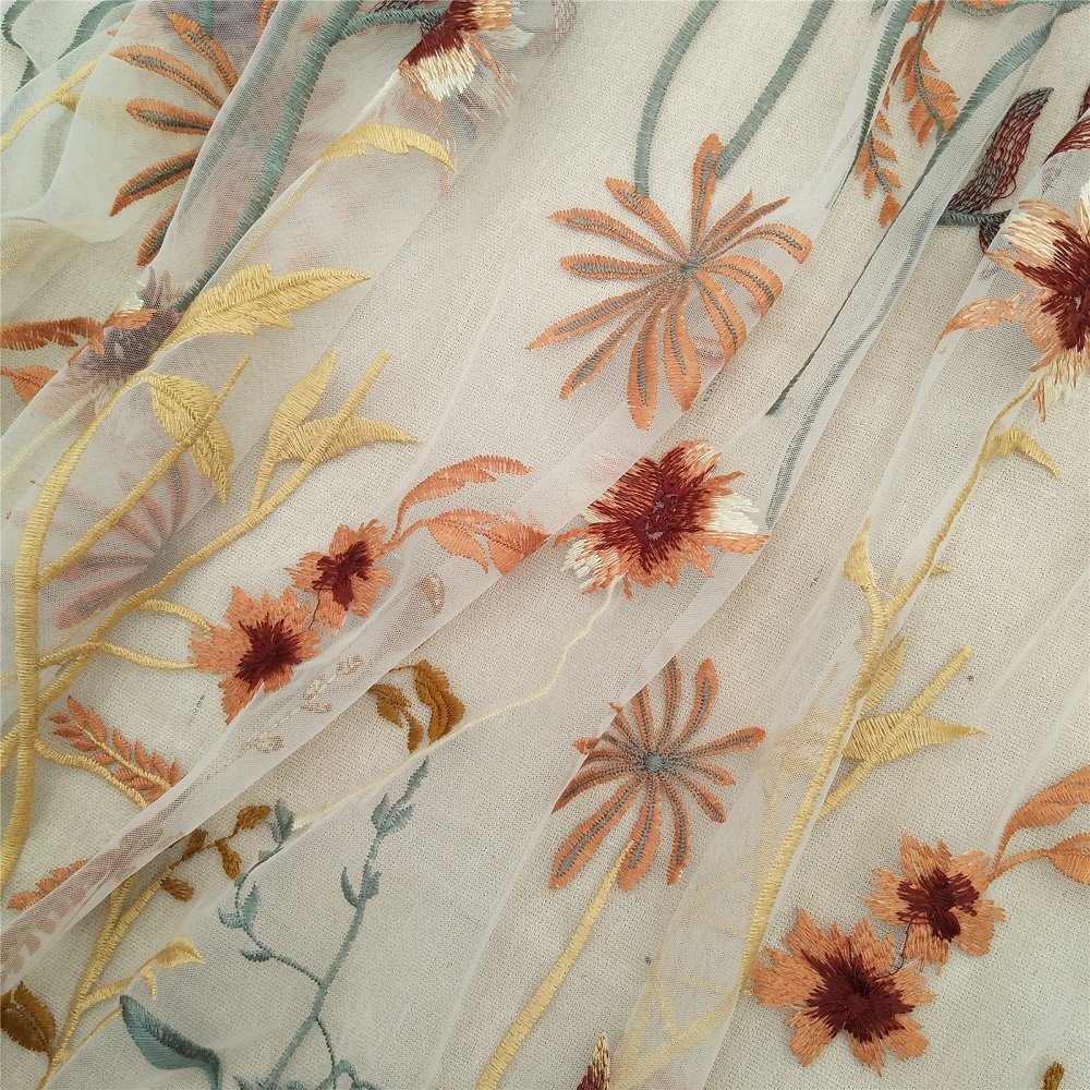 Vintage Gold Multi-color Vine Wisteria Mesh Fabric Lace Fabric In Stock