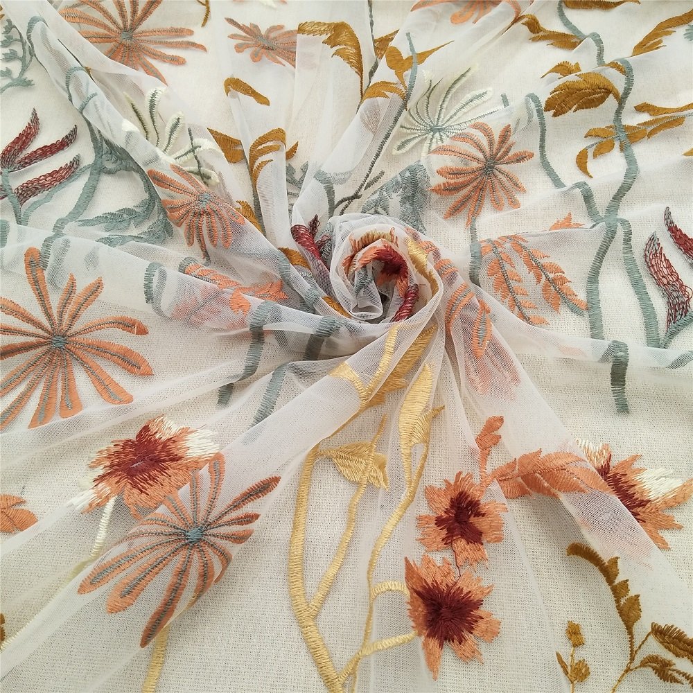 Vintage Gold Multi-color Vine Wisteria Mesh Fabric Lace Fabric In Stock