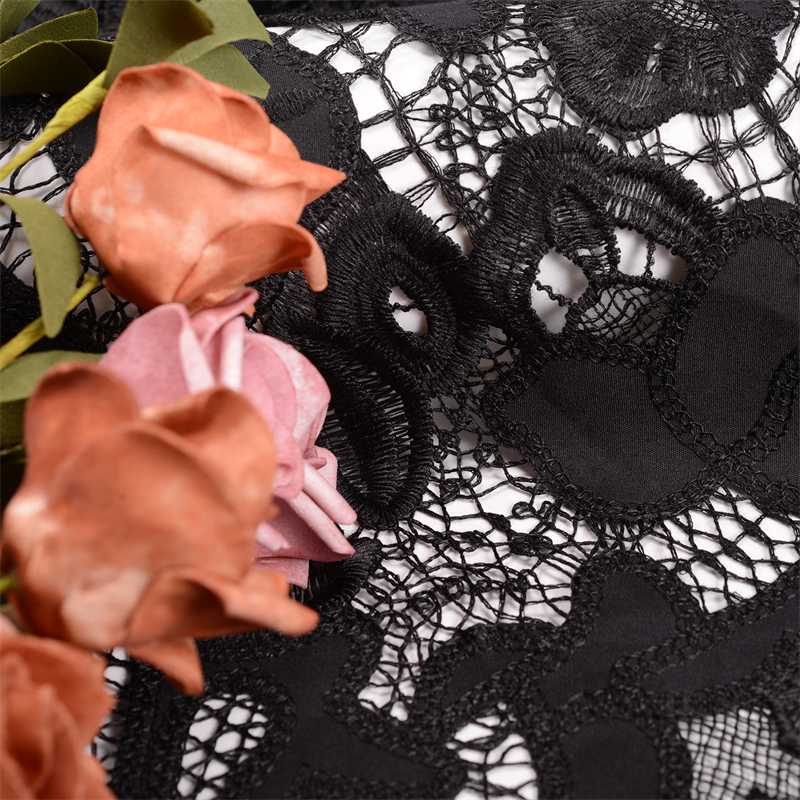 Black Polyester Lace Fabric Hollow Out Lace Embroidery Fabric for ladies embroidered lace fabric
