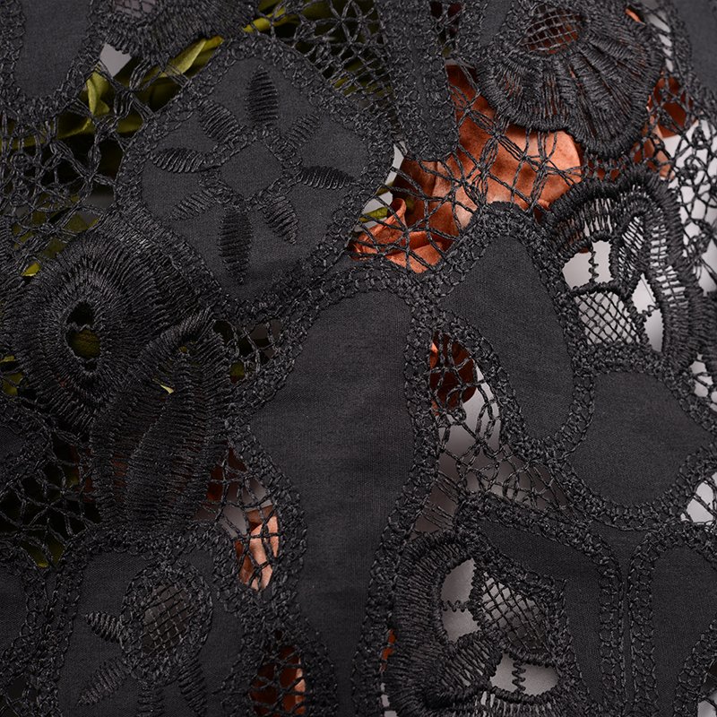 Black Polyester Lace Fabric Hollow Out Lace Embroidery Fabric for ladies embroidered lace fabric