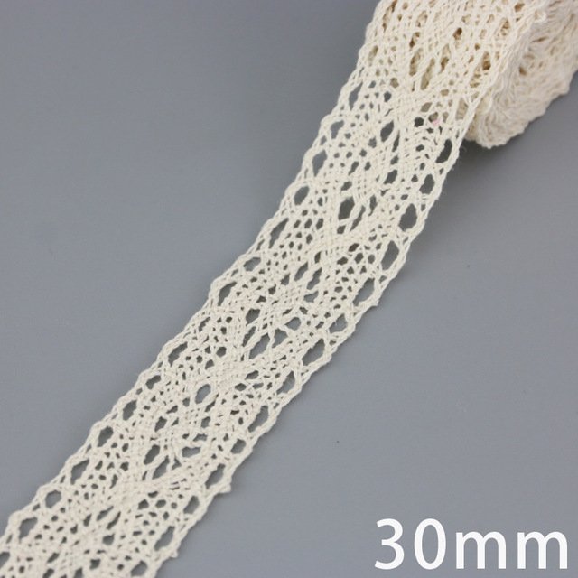 Cotton Embroidered Lace Net Ribbons Fabric (5meter/roll)40mm White Beige Decoration Handmade Mesh Fabric 100% Cotton 4 Decorated