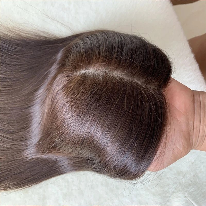 Factory Wholesale Stock Full Lace PU Closure Fine Mono Touppe Human Hair 3x5 Mono Topper