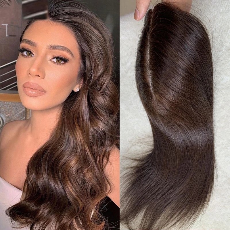 Factory Wholesale Stock Full Lace PU Closure Fine Mono Touppe Human Hair 3x5 Mono Topper