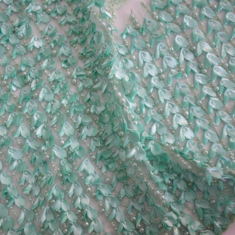 wholesale sequin net embroidery fabric with pearls beaded fabric french tulle lace HY0696-5