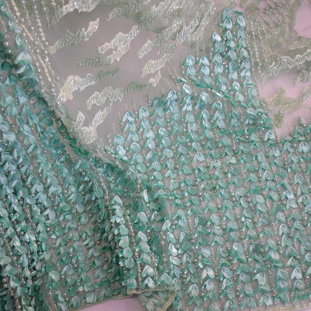 wholesale sequin net embroidery fabric with pearls beaded fabric french tulle lace HY0696-5