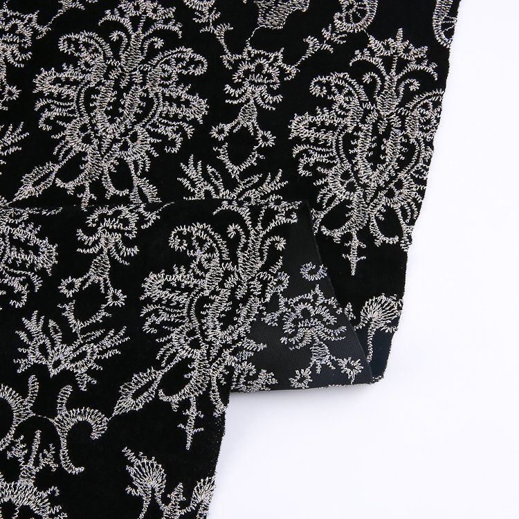 HA-11535B Velvet embroidery fabric elastic spandex polyester clothes fabrics for embroidery