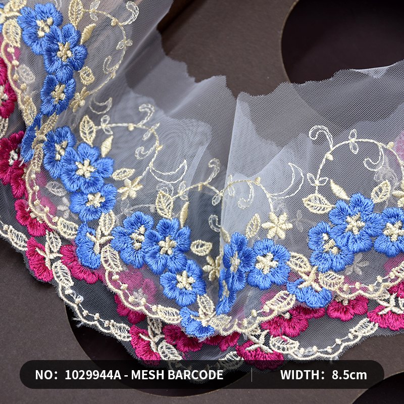 Factory Wholesale Clothing accessories 3d flower lace embroidered fabric Embroidered lace fabric