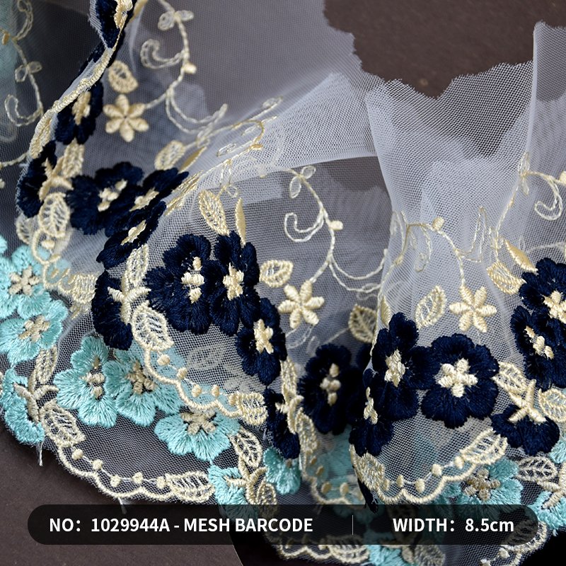 Factory Wholesale Clothing accessories 3d flower lace embroidered fabric Embroidered lace fabric