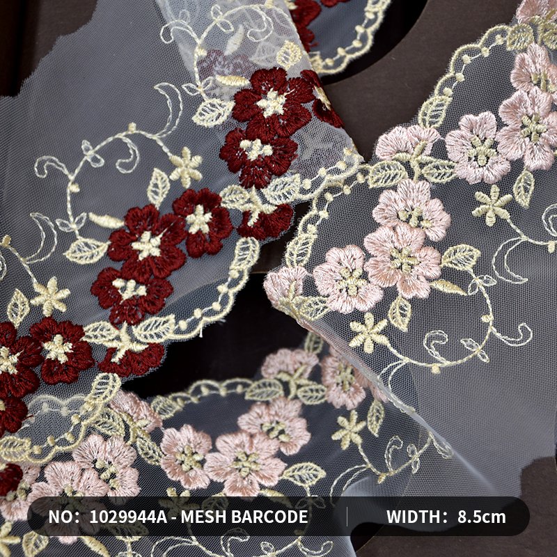 Factory Wholesale Clothing accessories 3d flower lace embroidered fabric Embroidered lace fabric