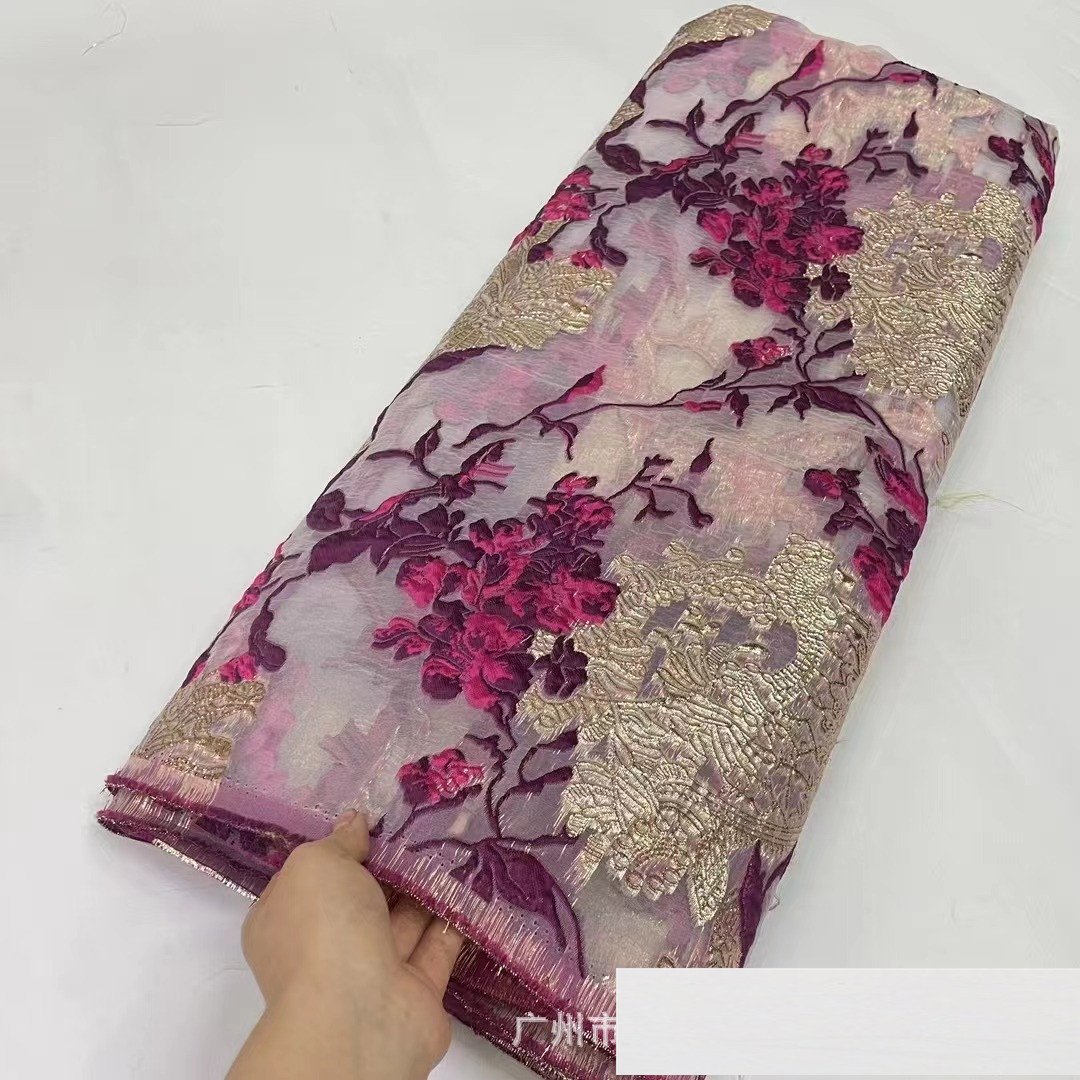 width 135 cm Organza Seersucker mesh Fabric Embroidery New French Tulle Lace Africa fabric for dress dance wear