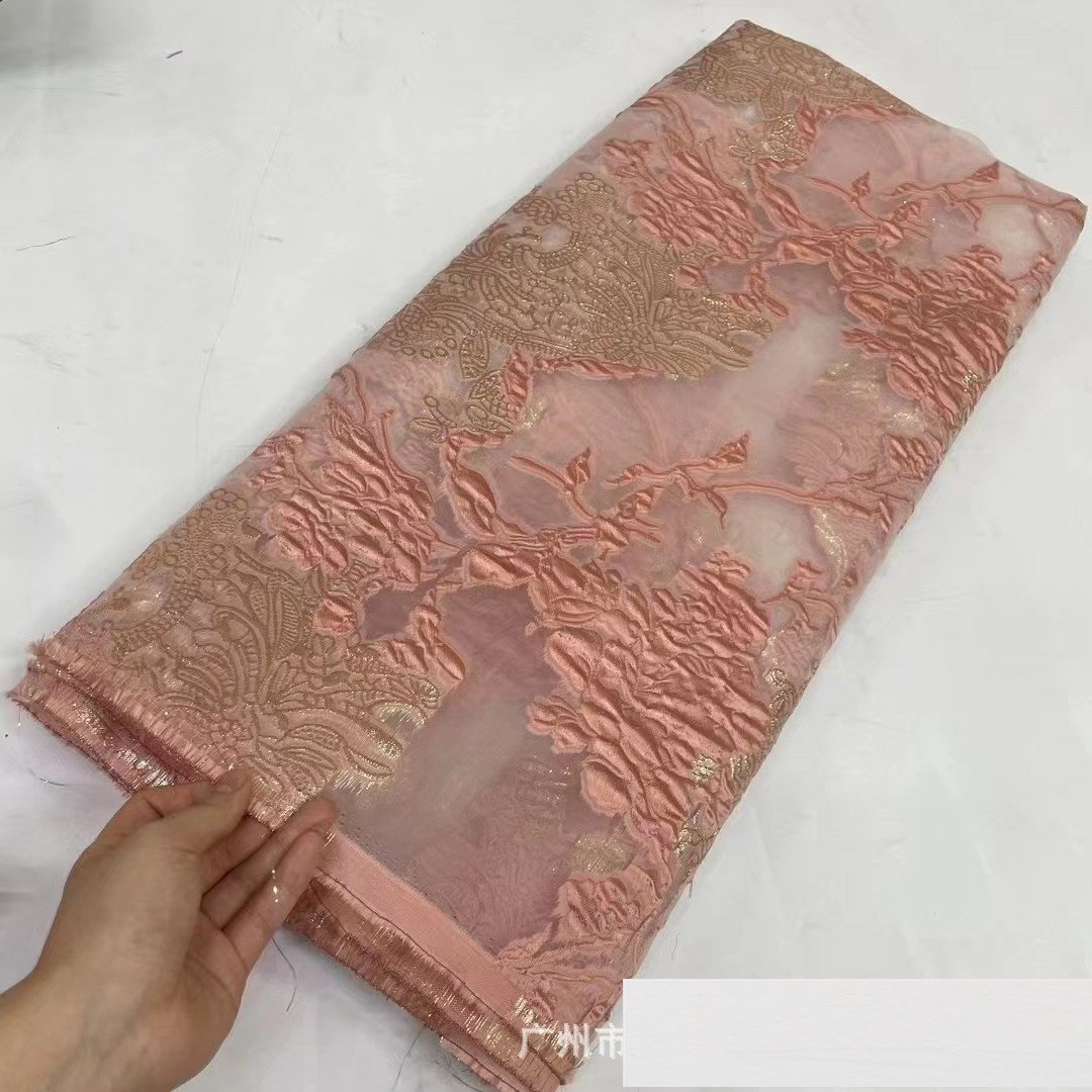 width 135 cm Organza Seersucker mesh Fabric Embroidery New French Tulle Lace Africa fabric for dress dance wear