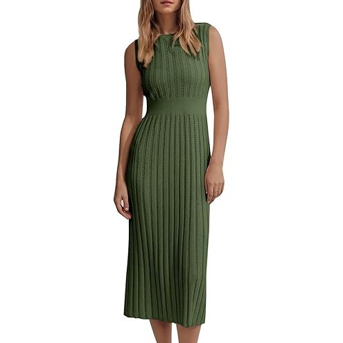 Nanteng Custom Factory 100% Viscose Trendy Bodycon Casual Sleeveless Ribbed Knitted Crew Neck Waisted For Women Sweater Dress