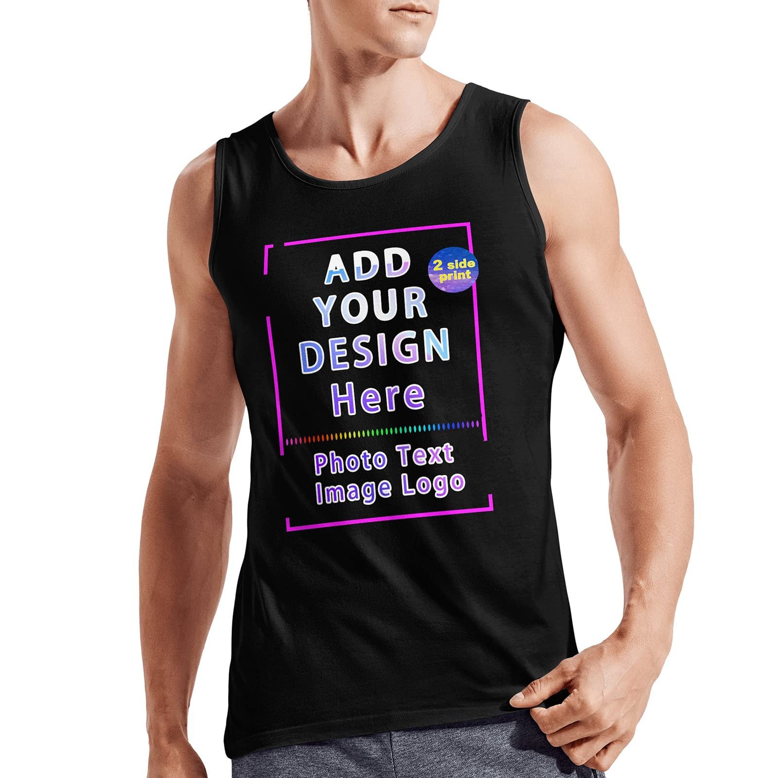 Custom Sleeveless Shirt for Men Add Your Own Logo Design with Photo Text Personalized Tank Tops Gym Muscle Vest Gym Tank Top