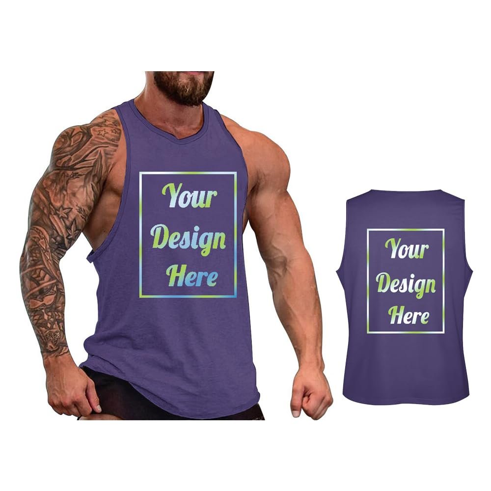 Custom Sleeveless Shirt for Men Add Your Own Logo Design with Photo Text Personalized Tank Tops Gym Muscle Vest Gym Tank Top