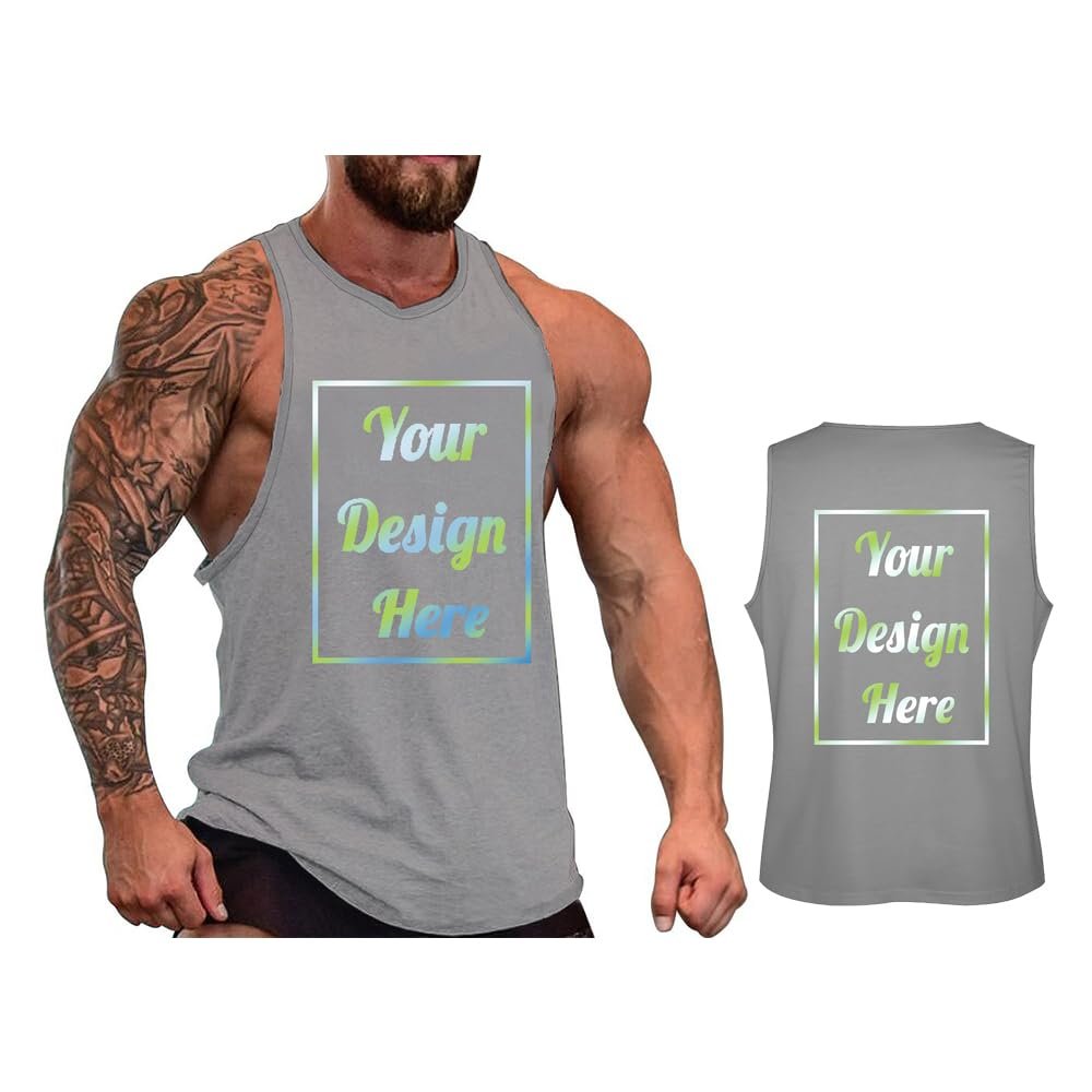 Custom Sleeveless Shirt for Men Add Your Own Logo Design with Photo Text Personalized Tank Tops Gym Muscle Vest Gym Tank Top