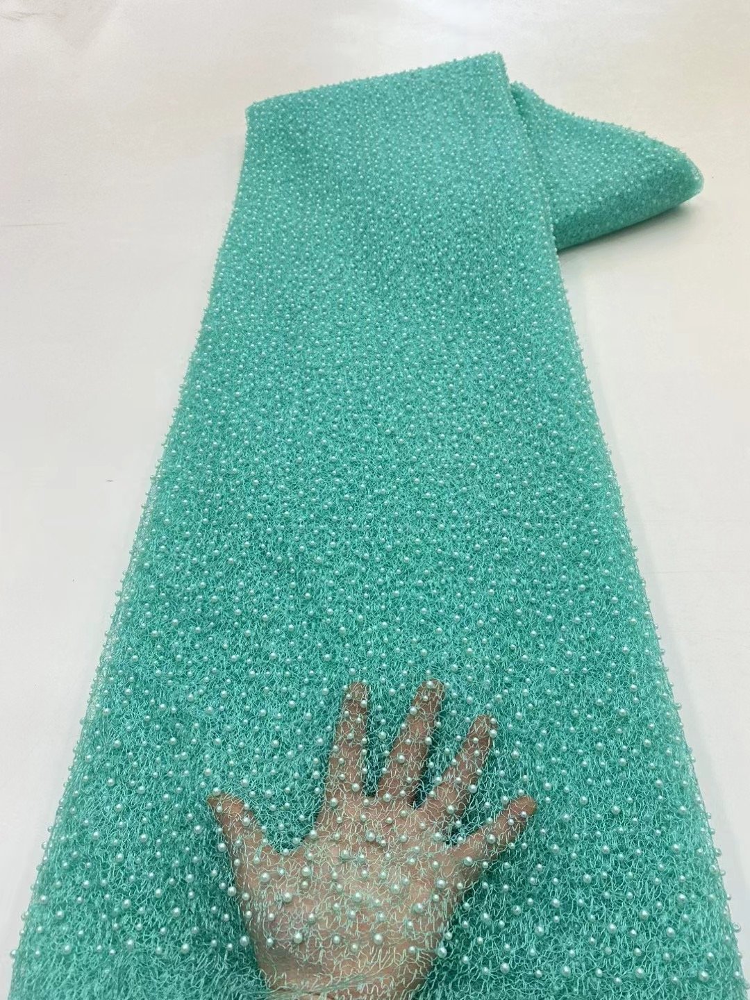 NI.AI 2024 Super Wedding Lace Fabric Fancy Sequins African Dress Beautiful Sequence Net Lace With Beads For Wedding