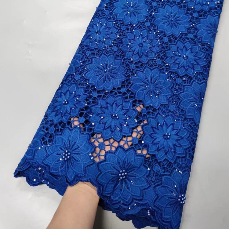 Sequin Embroidered Lace Wedding Dress Milk Silk Nail Bead Embroidered Lace Fabric china wholesale beaded embroidery fabric
