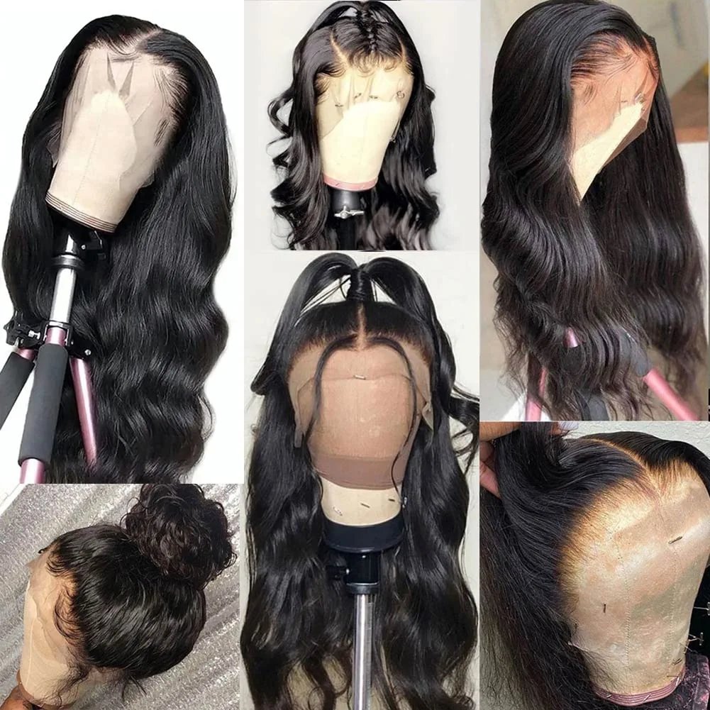Brazilian natural black highlight Thin 13*4 Transparent Hd Lace Front Human Hair Weave Wigs 40 Inch