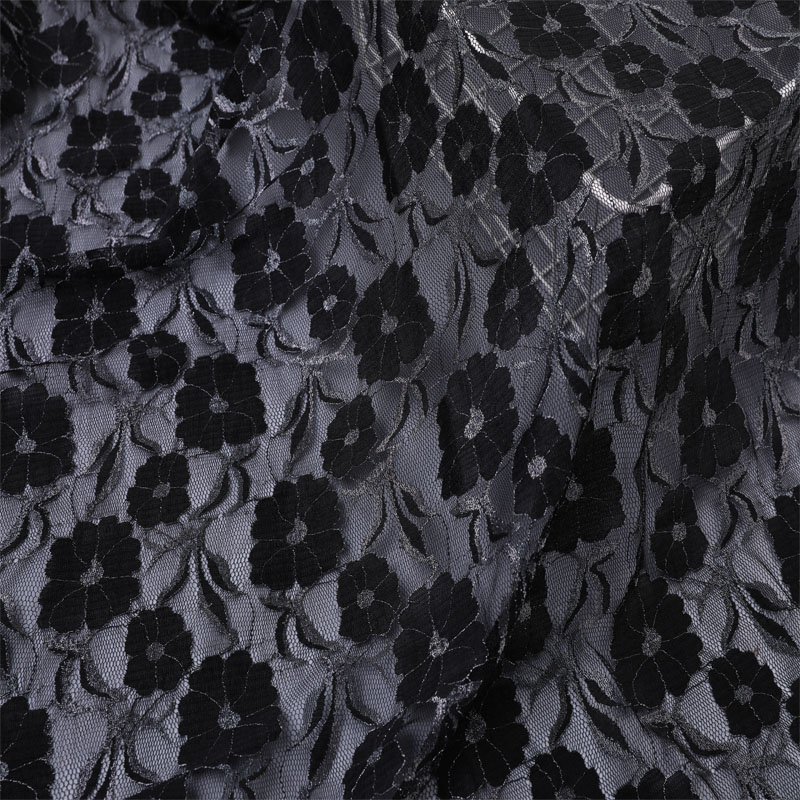 Wholesale nylon spandex elastic silver lace fabric for dress
