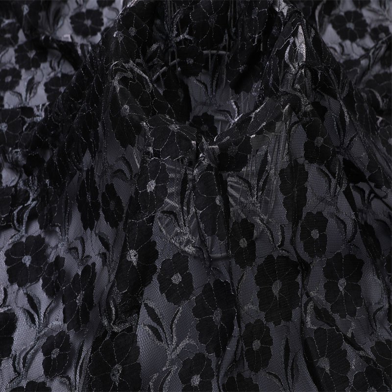 Wholesale nylon spandex elastic silver lace fabric for dress