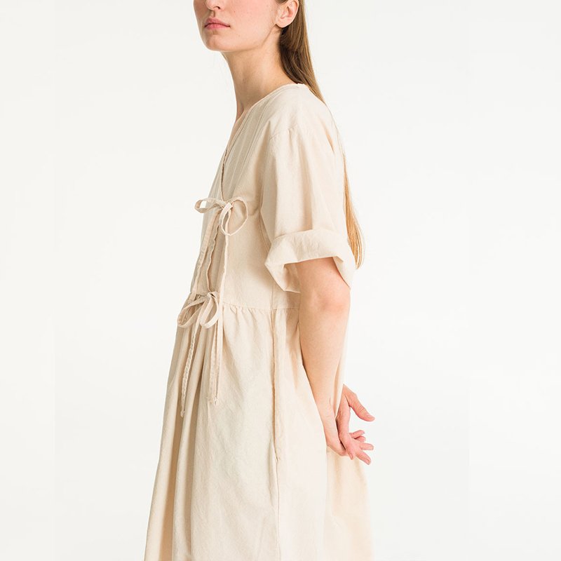 Custom service clothing production factory summer hot loose pure linen mid-length retro women's dress